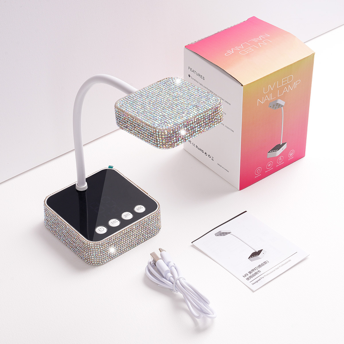 High Quality Diamond Style Portable Nail Dryer Cordless Rechargeable Table Gel UV Led Nail Lamp 36W