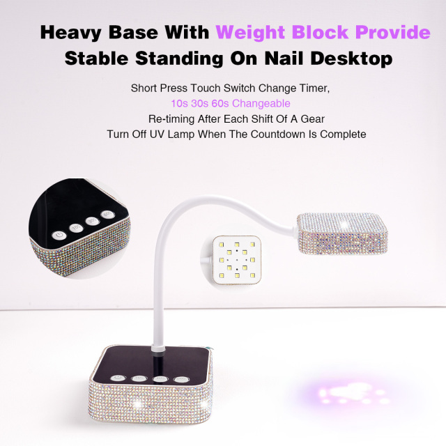 High Quality Diamond Style Portable Nail Dryer Cordless Rechargeable Table Gel UV Led Nail Lamp 36W
