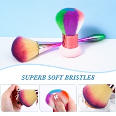 Professional Nail Brush Manufacturer Low MOQ  Rainbow Metal Handle Nail Brush Cleaning Nail Dust Brush