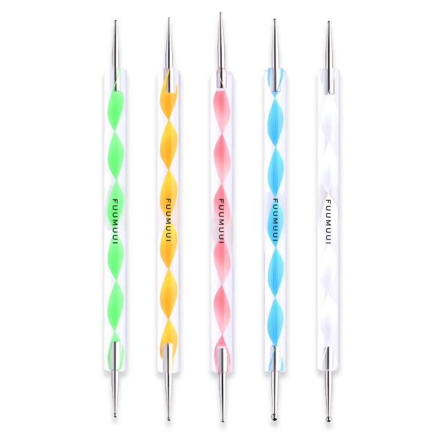 2022 Hot Sale 5 Pc 2 Way Dotting Pen Tool Nail Art Tip Dot Paint Manicure Kit
