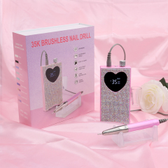 Hot Seller 85W Portable Rechargeable Electric Nail Drill Machine 35000rpm Professional  Brushless Nail Drill Pink Diamond