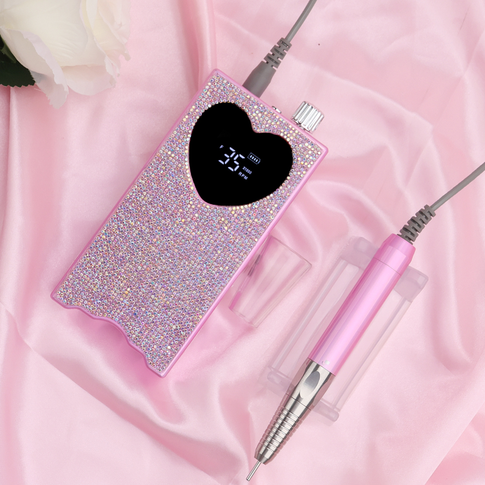 Hot Seller 85W Portable Rechargeable Electric Nail Drill Machine 35000rpm Professional  Brushless Nail Drill Pink Diamond