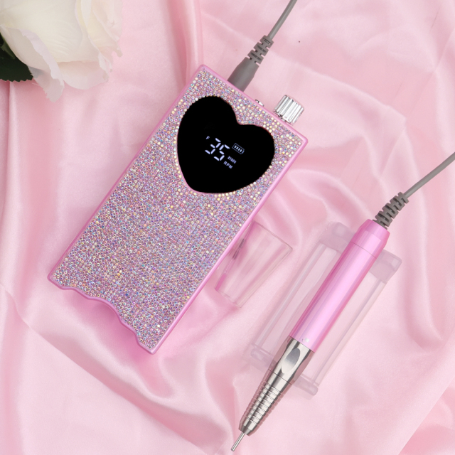 Hot Seller 85W Portable Rechargeable Electric Nail Drill Machine 35000rpm Professional  Brushless Nail Drill Pink Diamond