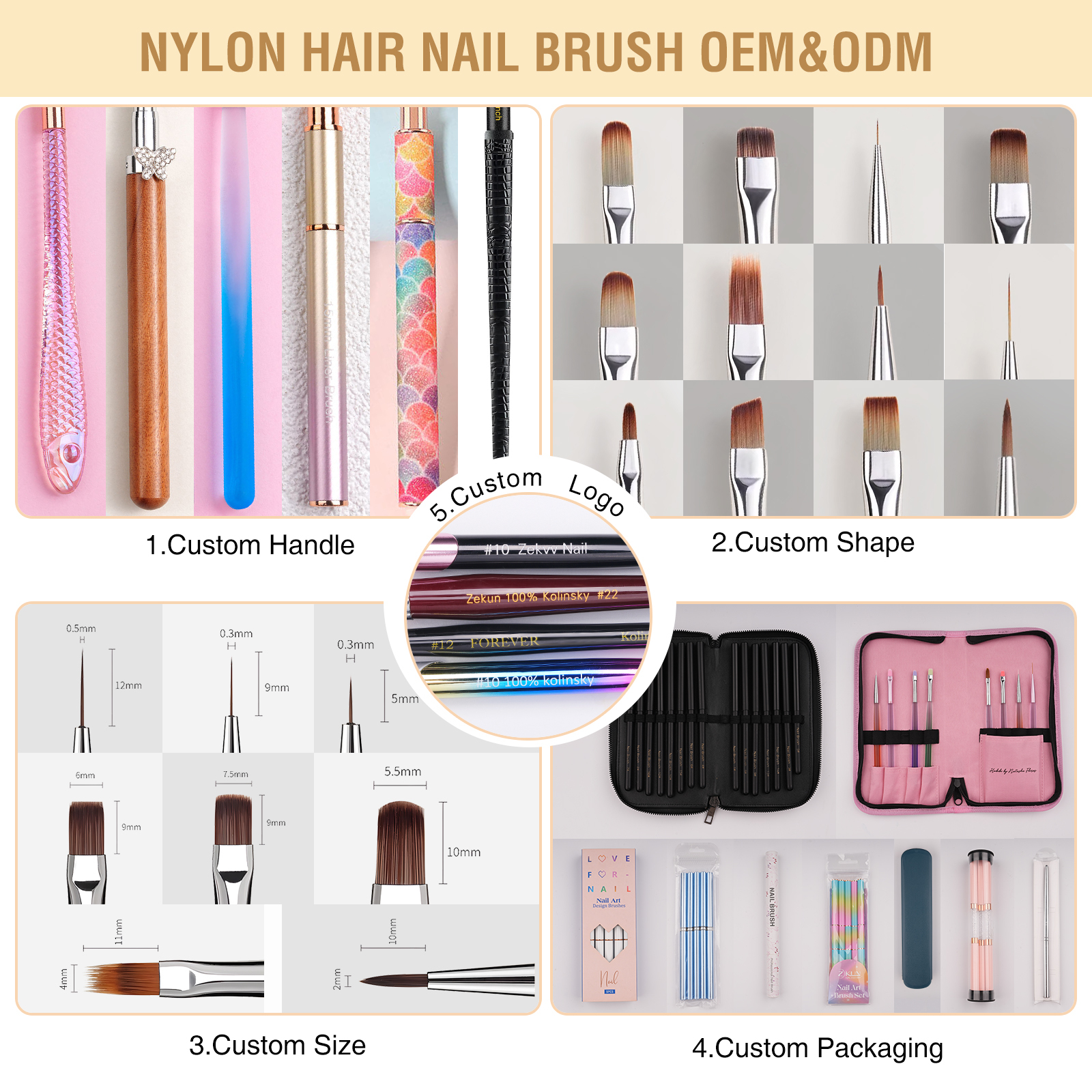 New Arrival Multi-functional 8 in 1 Nail Brush Set Portable Replaceable Heads Synthetic Bristle Professional Nail Art Brush