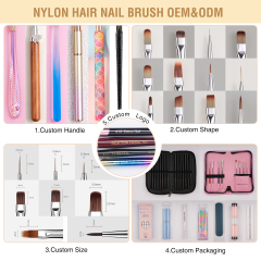 New Arrival Multi-functional 8 in 1 Nail Brush Set Portable Replaceable Heads Synthetic Bristle Professional Nail Art Brush