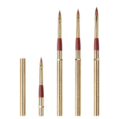 2026 New Magnetic 100% Kolinsky Nail Brush Privatel Label Custom Portable Metal Handle Gold Nails Brush Acrylic Kolinsky #2/4/6