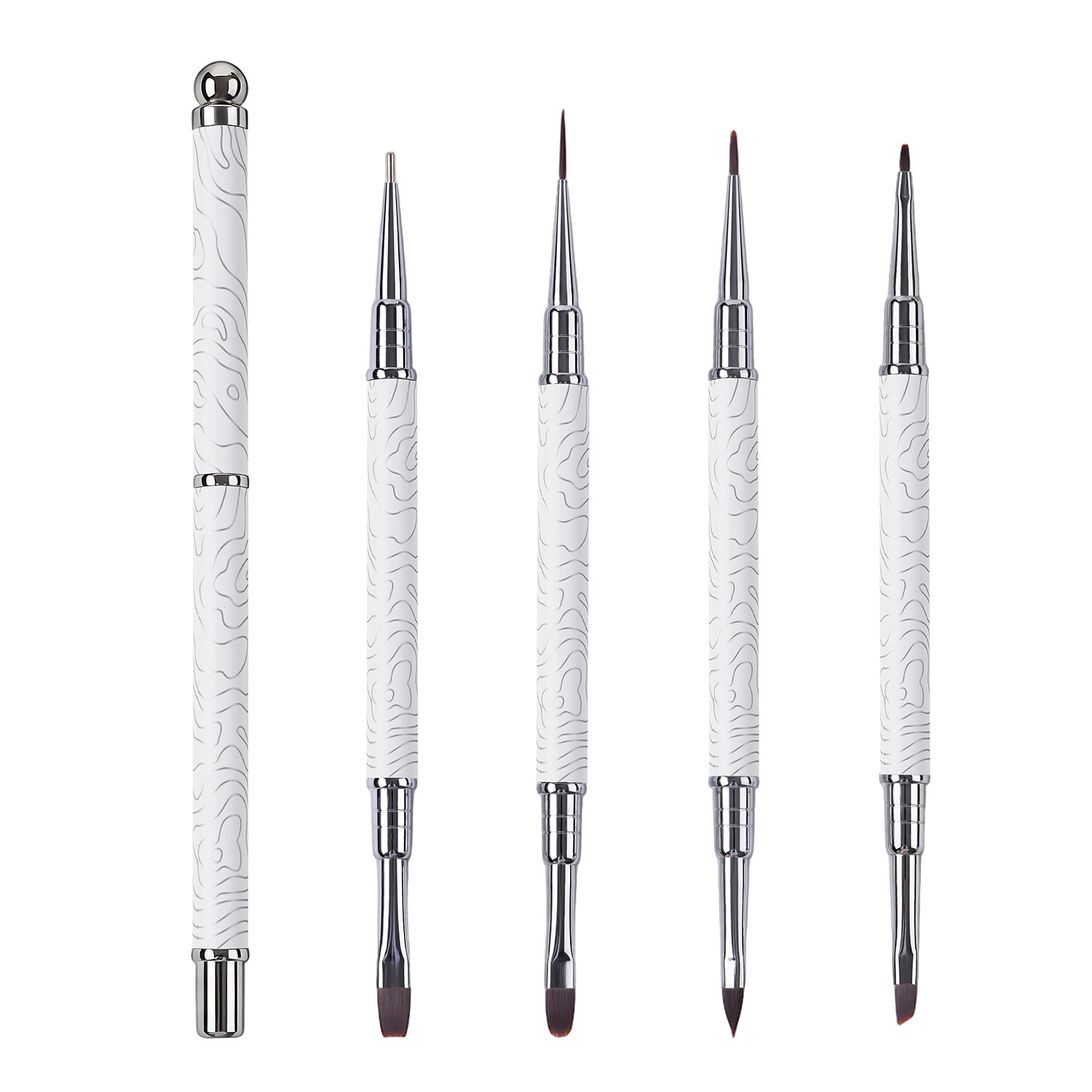 2026 New Cat EyeMagnetic Nail Brush Kit 5Pcs Custom Logo Replaceable Double Headed Nails Brush Magnetic Lid
