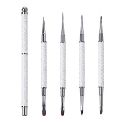 2026 New Cat EyeMagnetic Nail Brush Kit 5Pcs Custom Logo Replaceable Double Headed Nails Brush Magnetic Lid