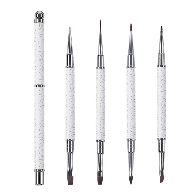 2026 New Cat EyeMagnetic Nail Brush Kit 5Pcs Custom Logo Replaceable Double Headed Nails Brush Magnetic Lid