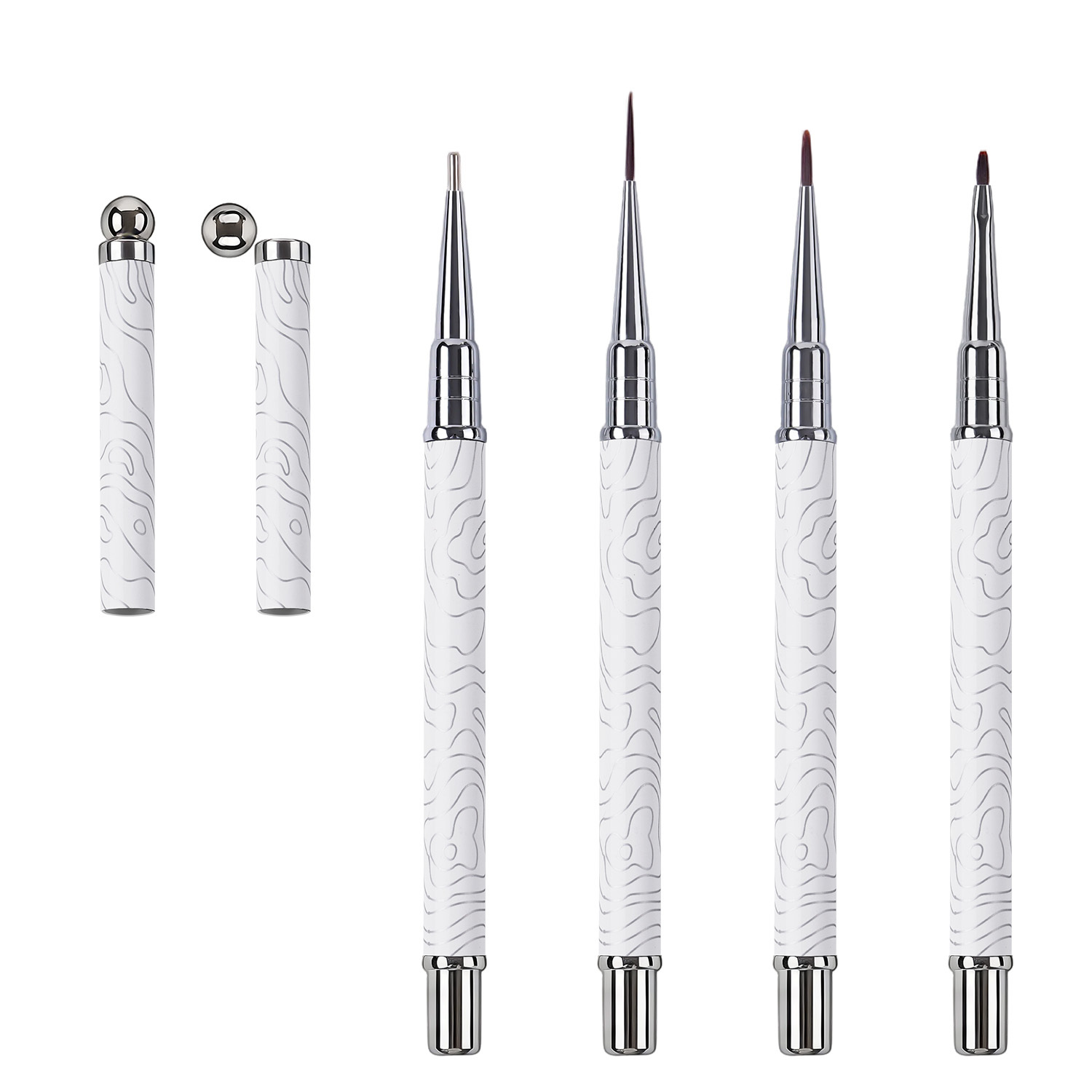 2026 New Cat EyeMagnetic Nail Brush Kit 5Pcs Custom Logo Replaceable Double Headed Nails Brush Magnetic Lid