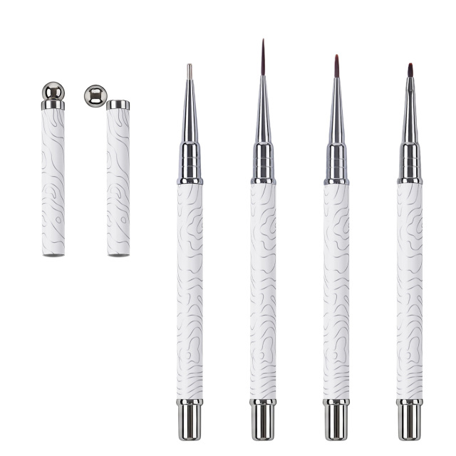 2026 New Cat EyeMagnetic Nail Brush Kit 5Pcs Custom Logo Replaceable Double Headed Nails Brush Magnetic Lid