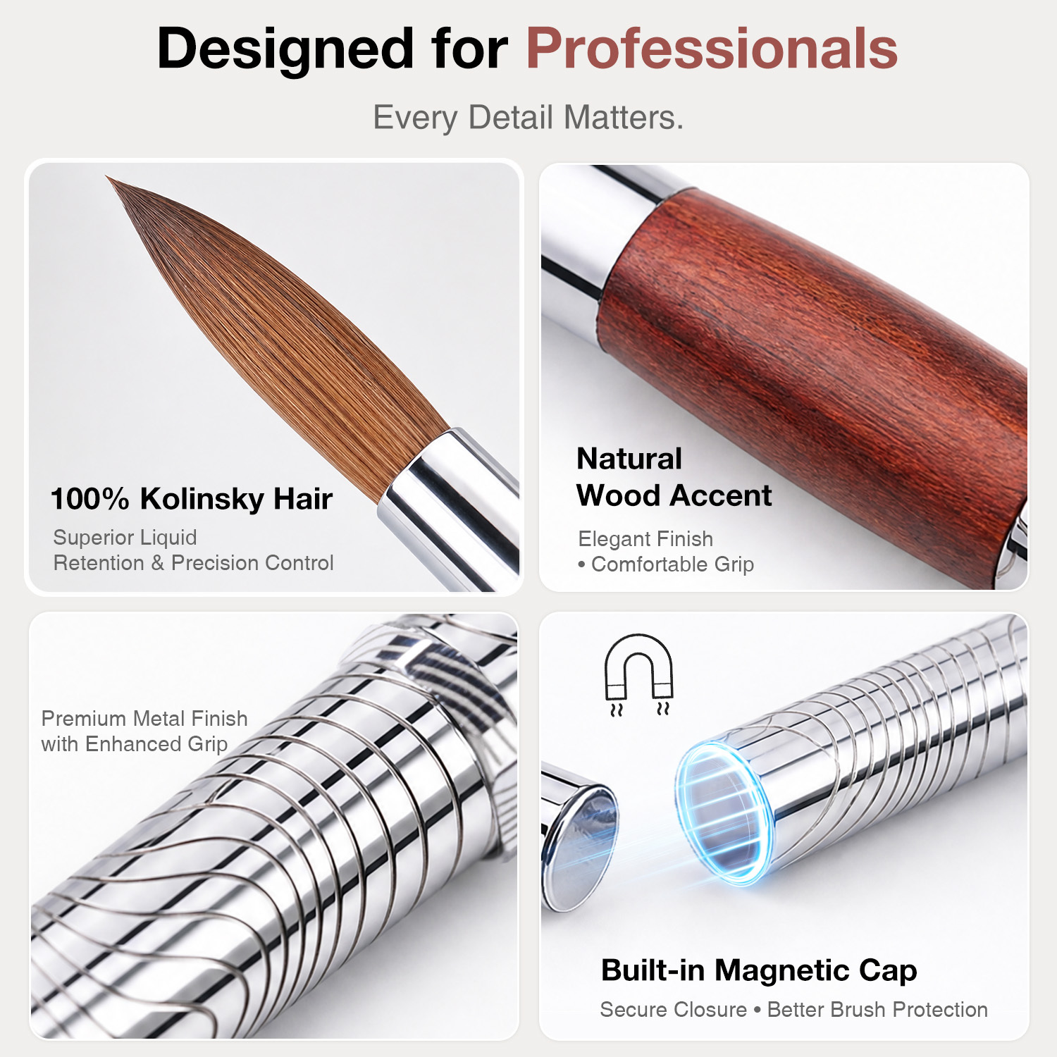 2026 Trending 100% Kolinsky Sable Brush Nails Acrylic Private Label the Best Acrylic Nail Brush for Acrylic Nails