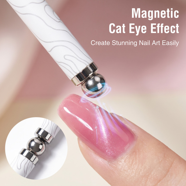 2026 New Cat EyeMagnetic Nail Brush Kit 5Pcs Custom Logo Replaceable Double Headed Nails Brush Magnetic Lid