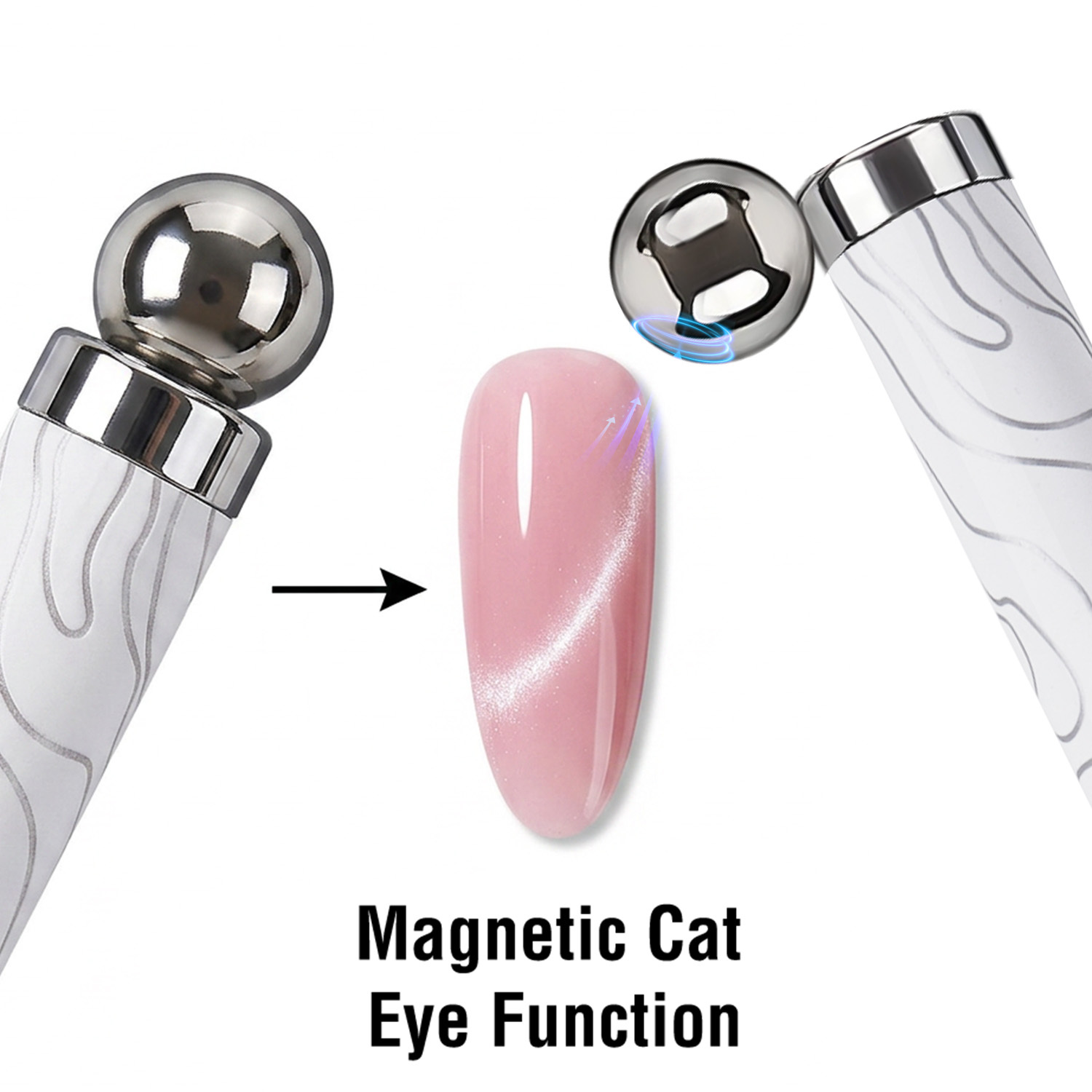 2026 New Cat EyeMagnetic Nail Brush Kit 5Pcs Custom Logo Replaceable Double Headed Nails Brush Magnetic Lid