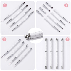 2026 New Cat EyeMagnetic Nail Brush Kit 5Pcs Custom Logo Replaceable Double Headed Nails Brush Magnetic Lid