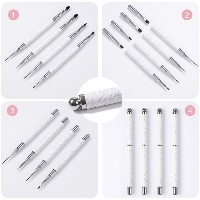 2026 New Cat EyeMagnetic Nail Brush Kit 5Pcs Custom Logo Replaceable Double Headed Nails Brush Magnetic Lid
