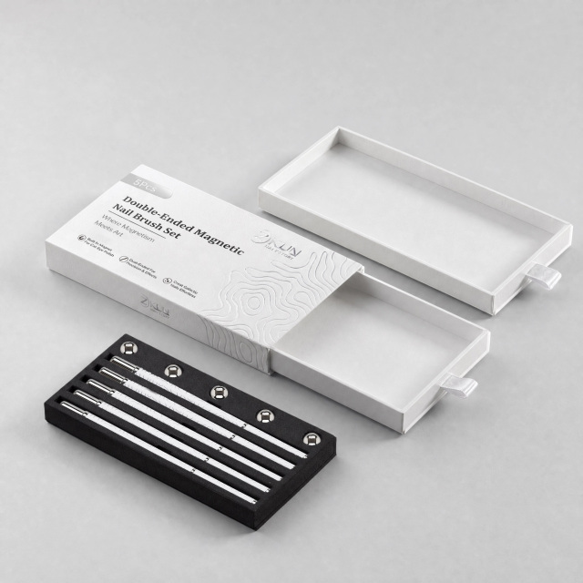 2026 New Cat EyeMagnetic Nail Brush Kit 5Pcs Custom Logo Replaceable Double Headed Nails Brush Magnetic Lid