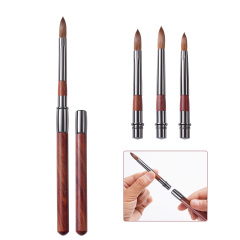 Professional 100% Kolinsky Sable Nail Brush Set 3 Interchangeable Replaceable Heads Acrylic Brush for Nails