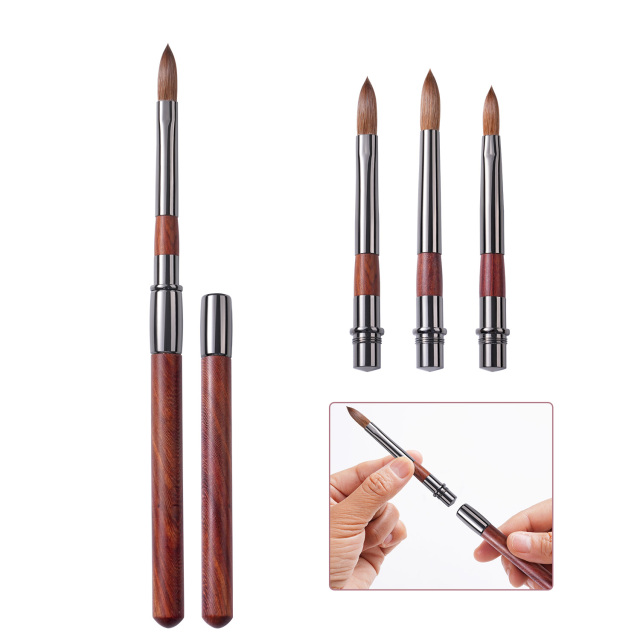 Professional 100% Kolinsky Sable Nail Brush Set 3 Interchangeable Replaceable Heads Acrylic Brush for Nails