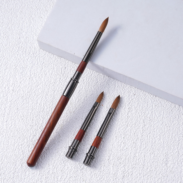 Professional 100% Kolinsky Sable Nail Brush Set 3 Interchangeable Replaceable Heads Acrylic Brush for Nails