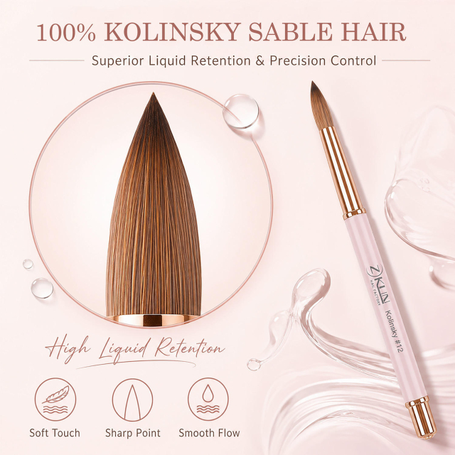 Professional 100% Kolinsky Acrylic Nail Brush #12 #14 #16 Professional Nail Art Brush
