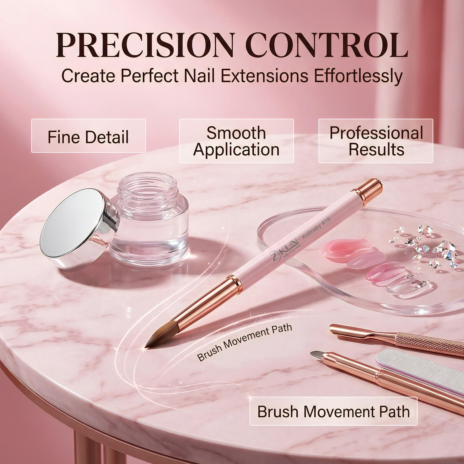 Professional 100% Kolinsky Acrylic Nail Brush #12 #14 #16 Professional Nail Art Brush