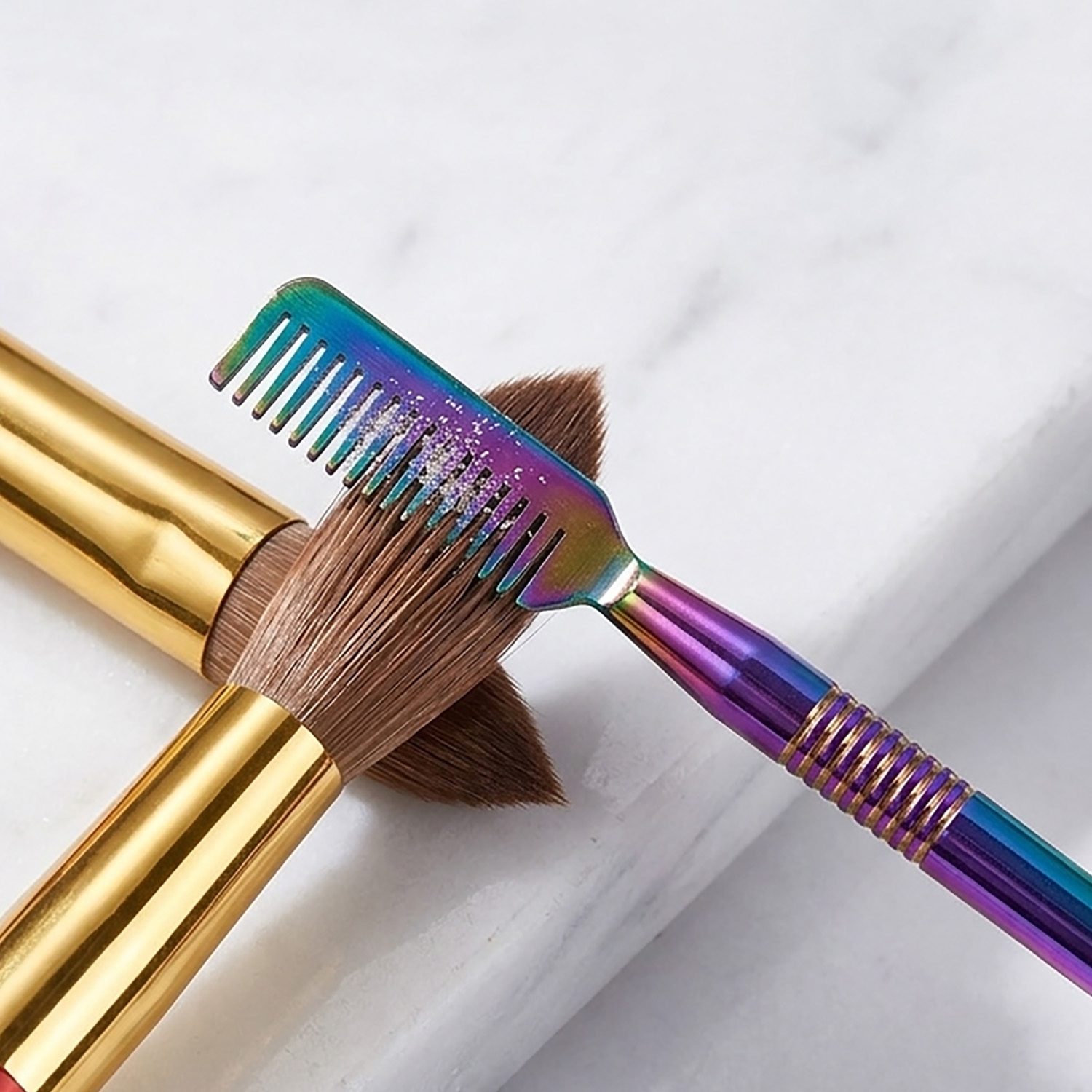 Professional 100% Pure Kolinsky Nail Brush Set Rainbow Cleaning Comb Custom Acrylic Nail Brushes #12/14/16/18