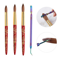 Professional 100% Pure Kolinsky Nail Brush Set Rainbow Cleaning Comb Custom Acrylic Nail Brushes #12/14/16/18