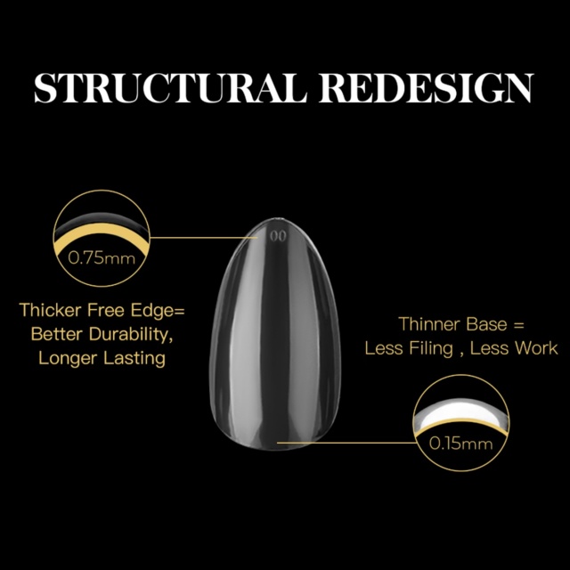 2026 New White Box Uv Gel Molded Nail Tips Manufacturer Custom Logo Women's Nail Tips Medium Almond 14 Sizes
