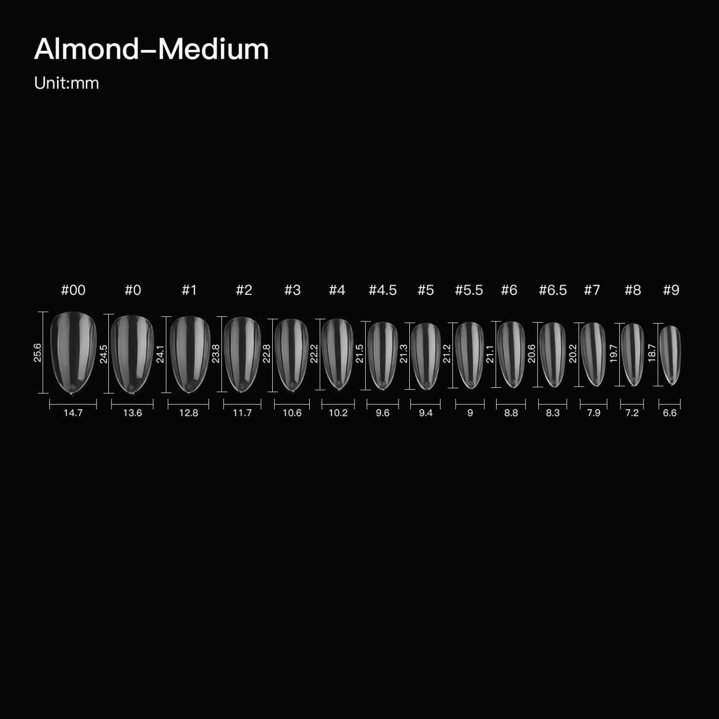 2026 New White Box Uv Gel Molded Nail Tips Manufacturer Custom Logo Women's Nail Tips Medium Almond 14 Sizes