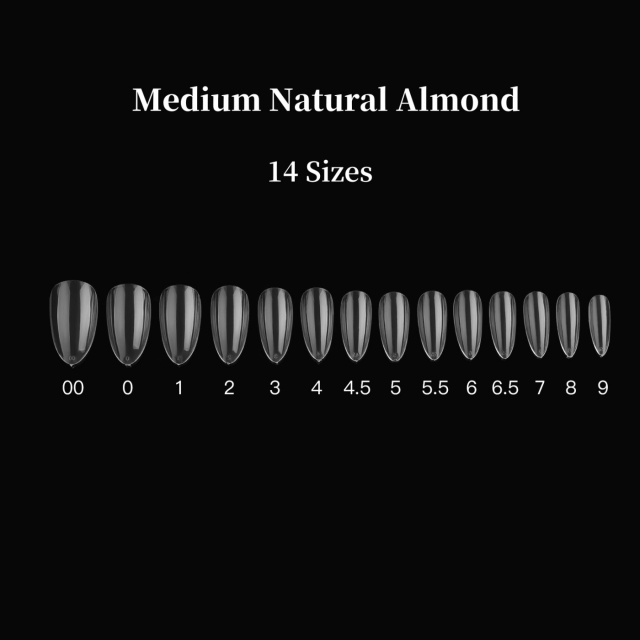 2026 New White Box Uv Gel Molded Nail Tips Manufacturer Custom Logo Women's Nail Tips Medium Almond 14 Sizes