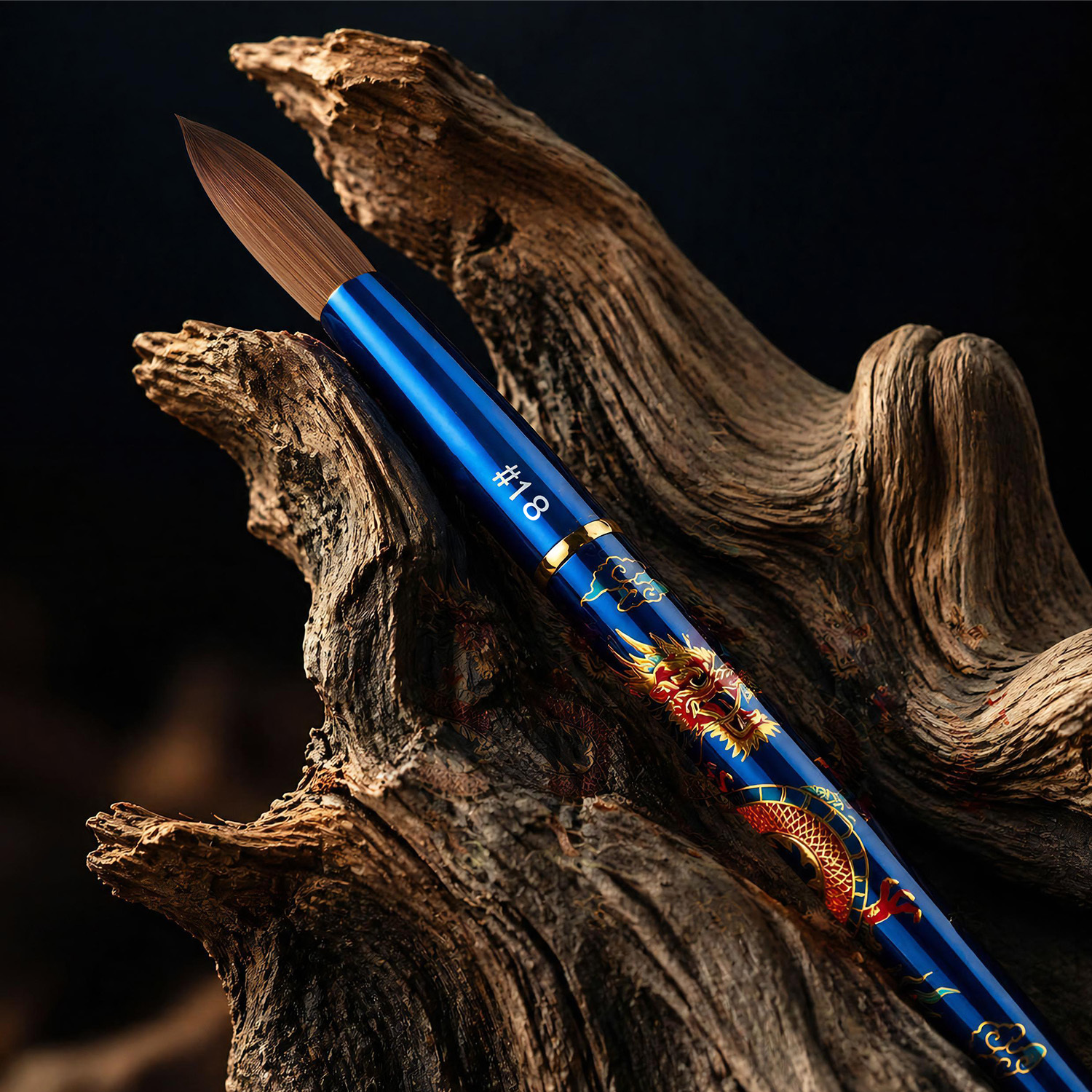 Premium 100% Kolinsky Dragon Design Nail Brush Blue Metal Custom #8-#18 Salon Acrylic Brush