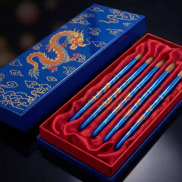 Premium 100% Kolinsky Dragon Design Nail Brush Blue Metal Custom #8-#18 Salon Acrylic Brush