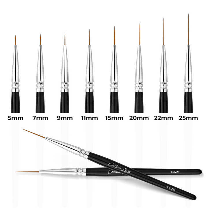 Custom Size Nail Art Liner Brush UV Gel Painting Acrylic Nail Brushes Striping Liner Brushes for Short Strokes Details Elongated