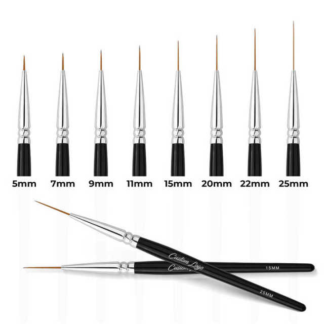 Custom Size Nail Art Liner Brush UV Gel Painting Acrylic Nail Brushes Striping Liner Brushes for Short Strokes Details Elongated
