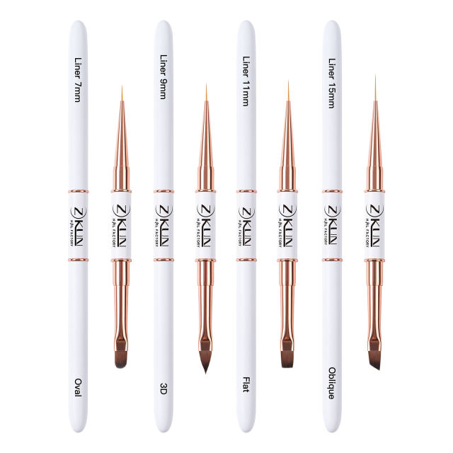 4Pcs Dual-Ended Nail Art Brushes Liner Set 7/9/11/15MM Pravite Label Custom Nail Art Brush Set Oval/Flat/3D/Oblique