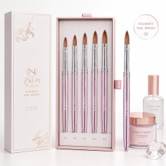 Size 6/8/10/12/14 Acrylic Nail Brush 100 % Kolinsky Custom logo Nude Pink Professional Nail Brush Nails Brush for Acrylic Only