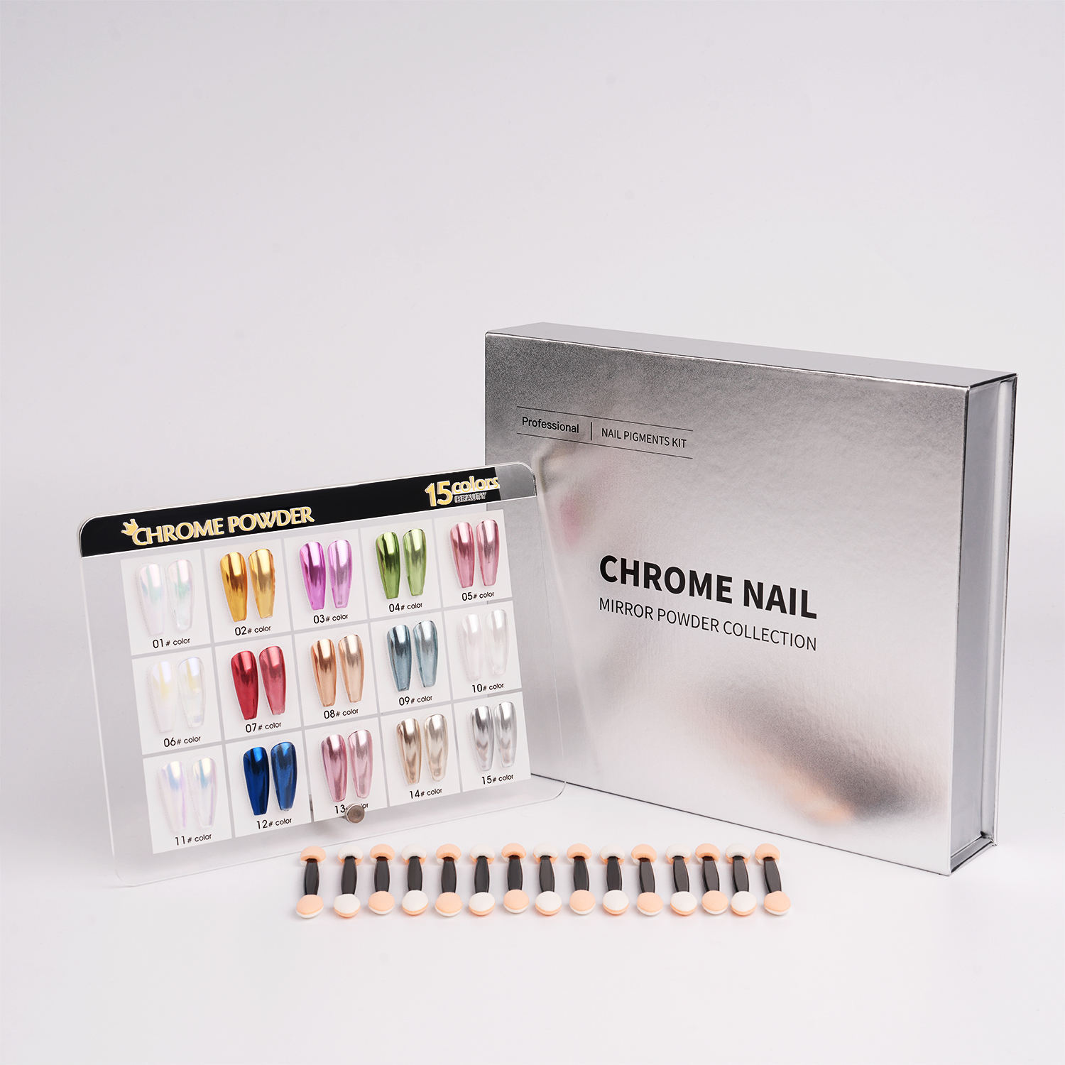 15 Colors Chrome Nails Powder Set With Package Box