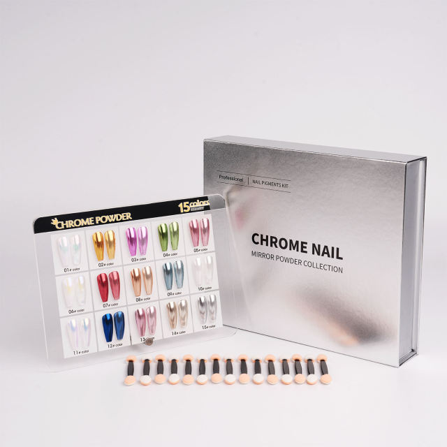 15 Colors Chrome Nails Powder Set With Package Box