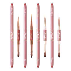 Professional 2-in-1 Dual-Ended Nail Art Liner Brush Flat/Oval/3D/Oblique Nail Art Brushes Custom Wholesale