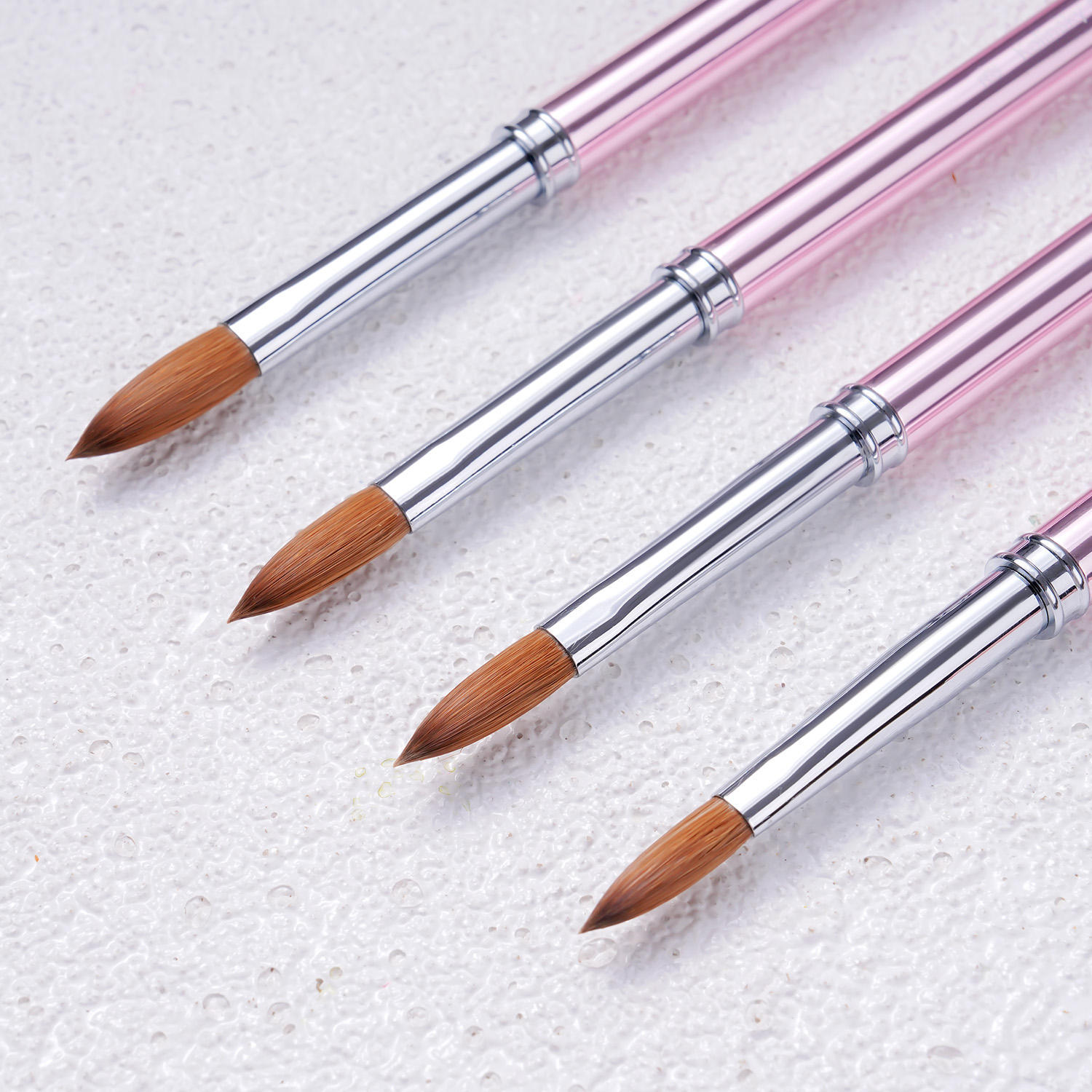 Size 6/8/10/12/14 Acrylic Nail Brush 100 % Kolinsky Custom logo Nude Pink Professional Nail Brush Nails Brush for Acrylic Only