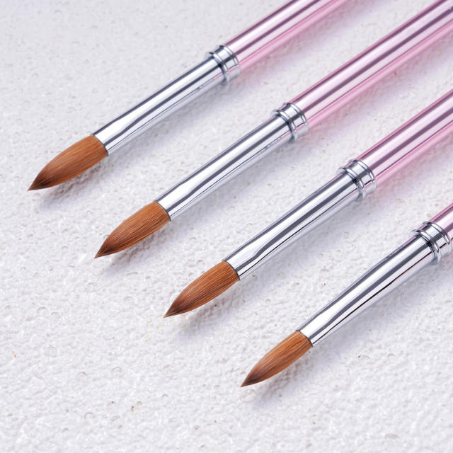 Size 6/8/10/12/14 Acrylic Nail Brush 100 % Kolinsky Custom logo Nude Pink Professional Nail Brush Nails Brush for Acrylic Only