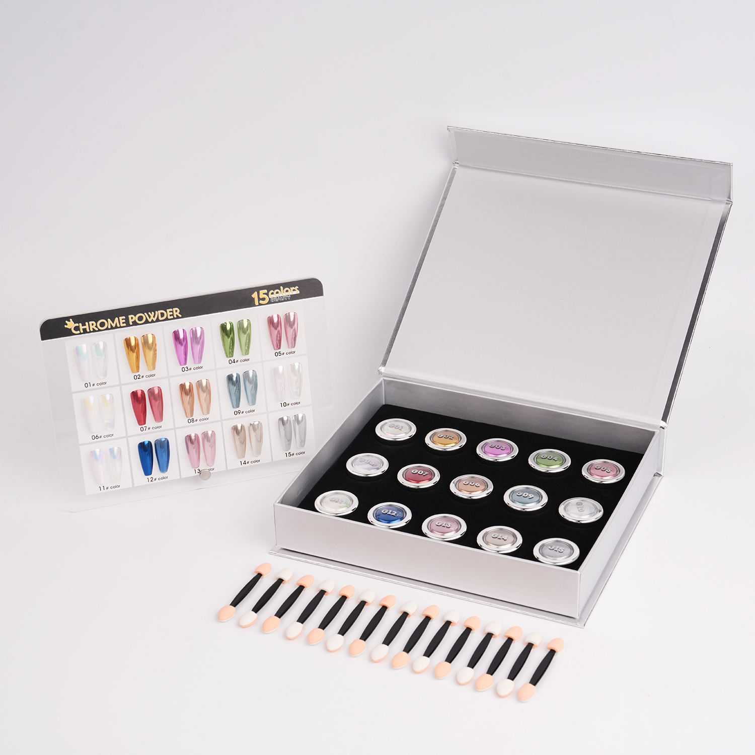 15 Colors Chrome Nails Powder Set With Package Box