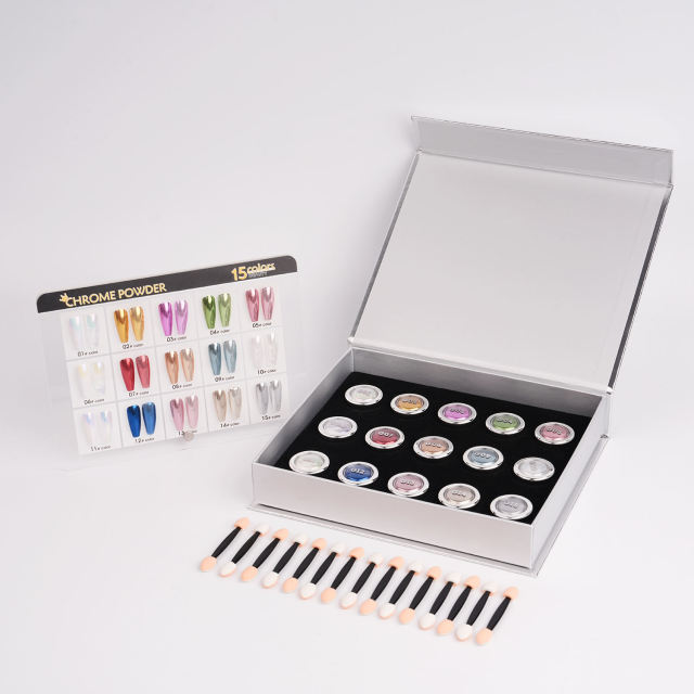 15 Colors Chrome Nails Powder Set With Package Box