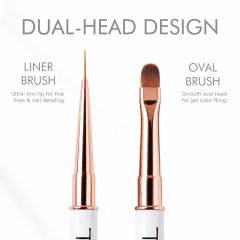 4Pcs Dual-Ended Nail Art Brushes Liner Set 7/9/11/15MM Pravite Label Custom Nail Art Brush Set Oval/Flat/3D/Oblique
