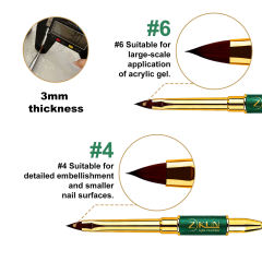 Professional Kolinsky Sable 3d Flower Nail Brush #4/#6 Custom Logo Double-End Pure Kolinsky Nail Brush with Spatula