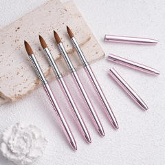 Size 6/8/10/12/14 Acrylic Nail Brush 100 % Kolinsky Custom logo Nude Pink Professional Nail Brush Nails Brush for Acrylic Only