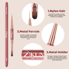 Professional 2-in-1 Dual-Ended Nail Art Liner Brush Flat/Oval/3D/Oblique Nail Art Brushes Custom Wholesale