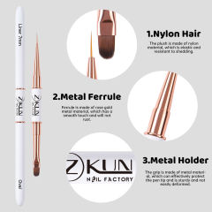 4Pcs Dual-Ended Nail Art Brushes Liner Set 7/9/11/15MM Pravite Label Custom Nail Art Brush Set Oval/Flat/3D/Oblique