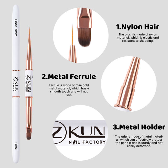 4Pcs Dual-Ended Nail Art Brushes Liner Set 7/9/11/15MM Pravite Label Custom Nail Art Brush Set Oval/Flat/3D/Oblique